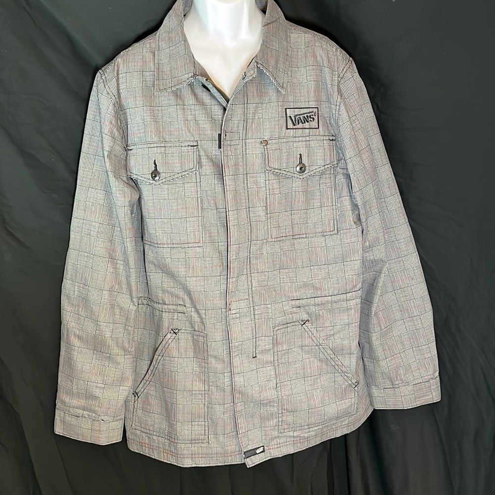 Vans Skater Jacket Full Zip Collared Lined Glen Plaid Coat Men's Size X Large